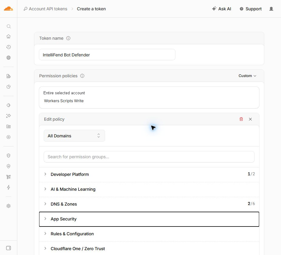 Cloudflare API token
